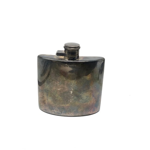 7 - Large antique silver hip flask Birmingham silver hallmark measures approx height 13cm by 11.5cm wide... 