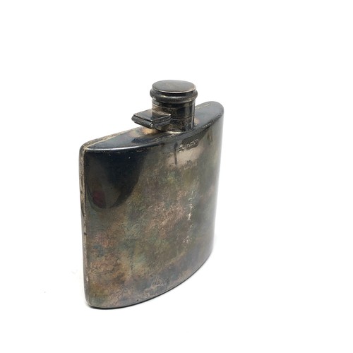 7 - Large antique silver hip flask Birmingham silver hallmark measures approx height 13cm by 11.5cm wide... 