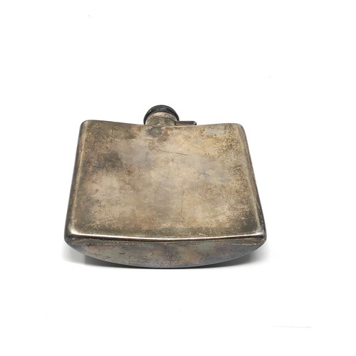 7 - Large antique silver hip flask Birmingham silver hallmark measures approx height 13cm by 11.5cm wide... 