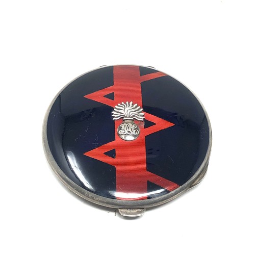 14 - Vintage military silver & enamel powder compact measures approx 7.5cm dia