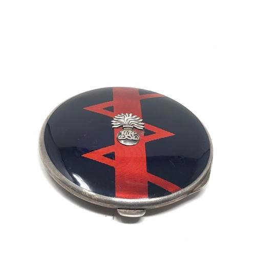 14 - Vintage military silver & enamel powder compact measures approx 7.5cm dia