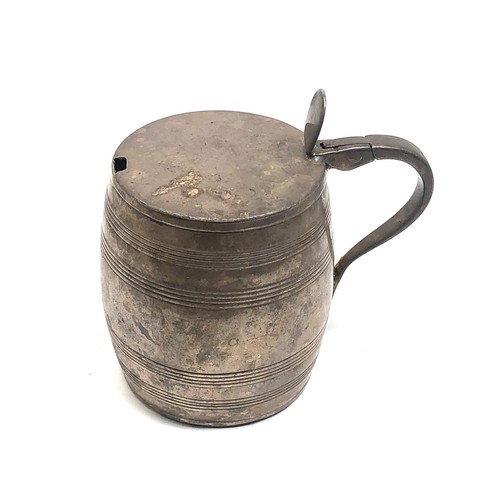 17 - Large georgian silver tankard mustard pot height measures approx 8.5 cm weight without later glass l... 