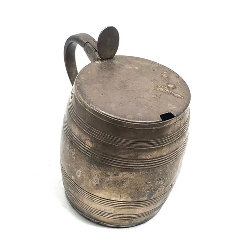 17 - Large georgian silver tankard mustard pot height measures approx 8.5 cm weight without later glass l... 