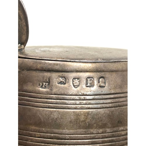 17 - Large georgian silver tankard mustard pot height measures approx 8.5 cm weight without later glass l... 