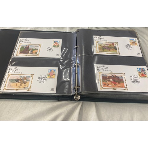 94 - 3 Folders of vintage first day covers includes Rupert bear, Alice in wonderland, Peter rabbit, 50th ... 