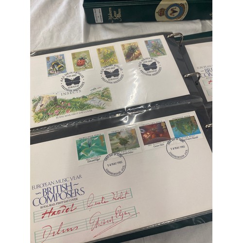 182 - 3 Folders of vintage first day covers includes The Golden Jubilee, Classic Locomotive, Lord of the r... 