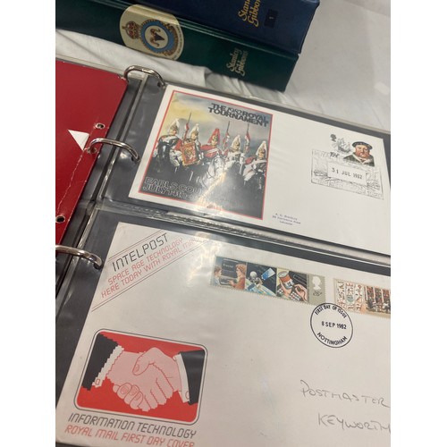 182 - 3 Folders of vintage first day covers includes The Golden Jubilee, Classic Locomotive, Lord of the r... 