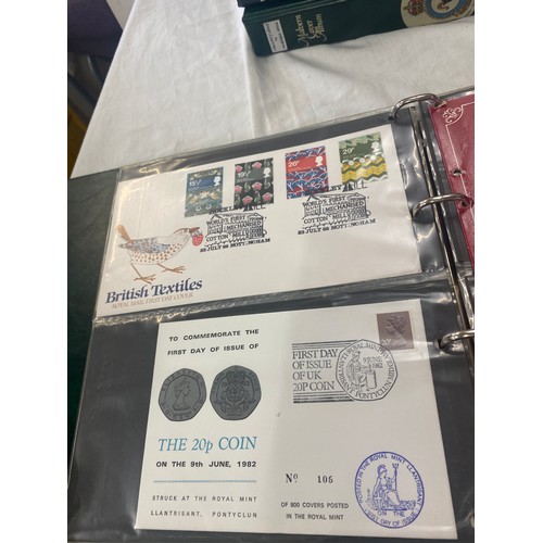 182 - 3 Folders of vintage first day covers includes The Golden Jubilee, Classic Locomotive, Lord of the r... 