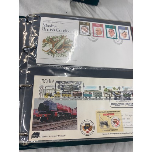 182 - 3 Folders of vintage first day covers includes The Golden Jubilee, Classic Locomotive, Lord of the r... 