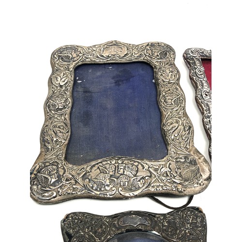 21 - 4 Antique silver picture frames all in need of restoration worn condition largest measures approx 20... 