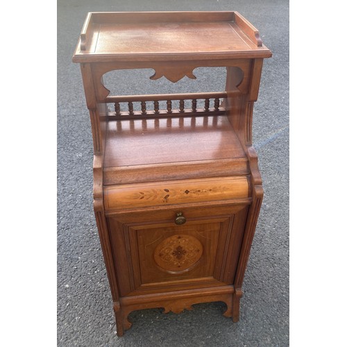 589 - Edwardian inlaid coal box measures approx 33.5inches tall 14.5inches wide 16inches depth