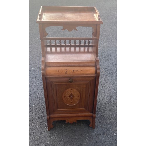 589 - Edwardian inlaid coal box measures approx 33.5inches tall 14.5inches wide 16inches depth