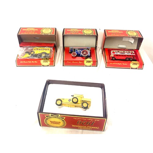 156 - 4 Boxed Models of yesteryear models includes y16 1923, ys-38 1920 rolls royce, Showmans engine etc