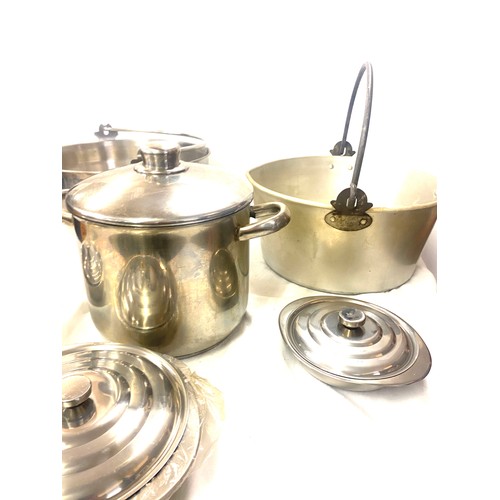 167 - 2 Jam pans, stainless steel pans etc