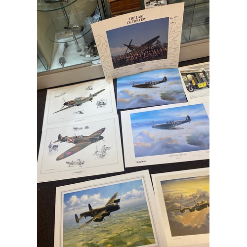 212 - Selection of assorted spitfire prints, some signed