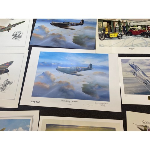 212 - Selection of assorted spitfire prints, some signed