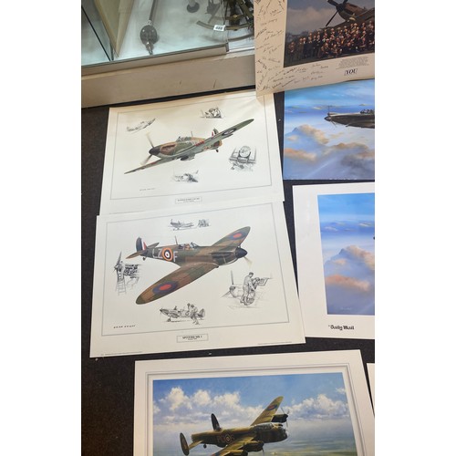 212 - Selection of assorted spitfire prints, some signed