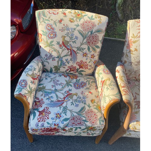 639 - Upholstered Parker Knoll bedroom chairs each measures approx 31 inches tall