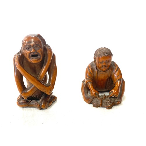 449 - Two antique 19th century Japanese boxwood netsuke. Largest measuring 6.5cm