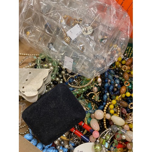 547 - Box of vintage and later costume jewellery