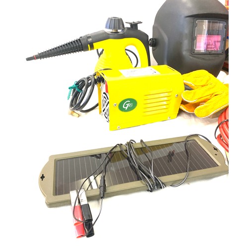 247 - ZX7-200 mini Electrical Welder with leads and automatic welding helmet and gloves all as new