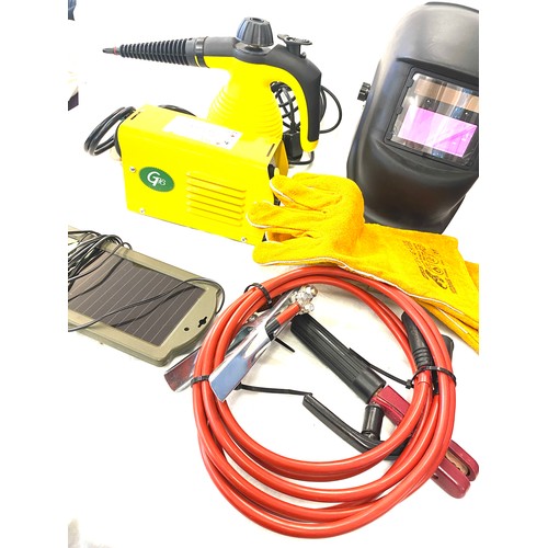 247 - ZX7-200 mini Electrical Welder with leads and automatic welding helmet and gloves all as new