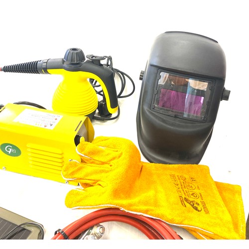 247 - ZX7-200 mini Electrical Welder with leads and automatic welding helmet and gloves all as new