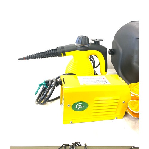 247 - ZX7-200 mini Electrical Welder with leads and automatic welding helmet and gloves all as new