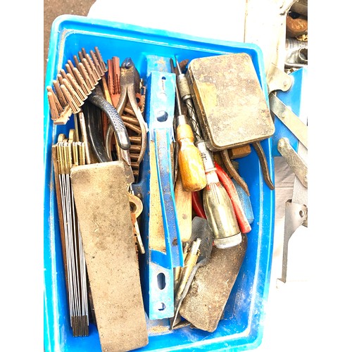 341 - Tool box and contents and a tray of assorted tools includes screw drivers, grips, sanders etc