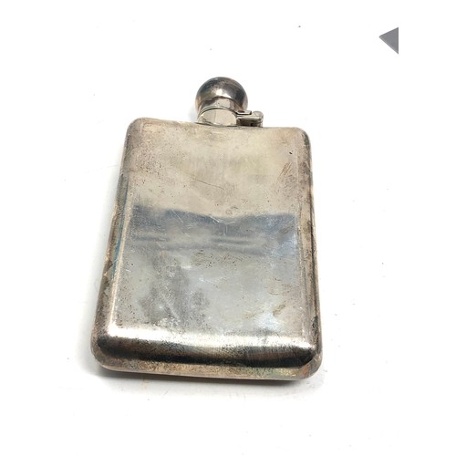 31 - Millenium silver hip flask measures approx height 12cm by 7cm wide weight 142