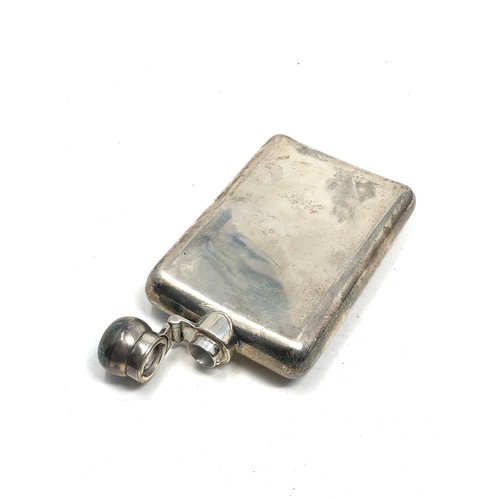 31 - Millenium silver hip flask measures approx height 12cm by 7cm wide weight 142