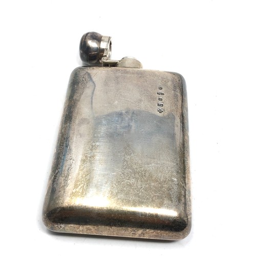 31 - Millenium silver hip flask measures approx height 12cm by 7cm wide weight 142