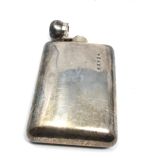 31 - Millenium silver hip flask measures approx height 12cm by 7cm wide weight 142