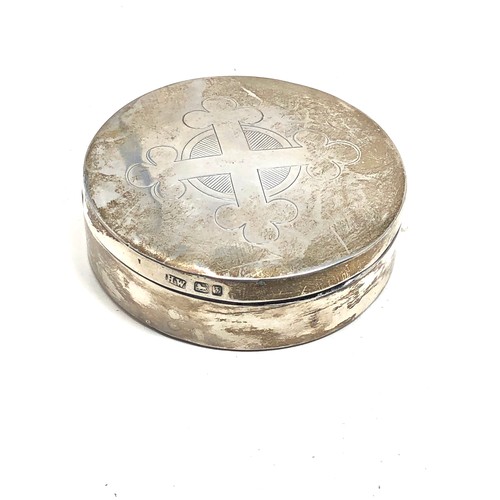 32 - Vintage silver Communion Wafer Box Sheffield silver hallmarks measures approx 7cm dia height 2cm