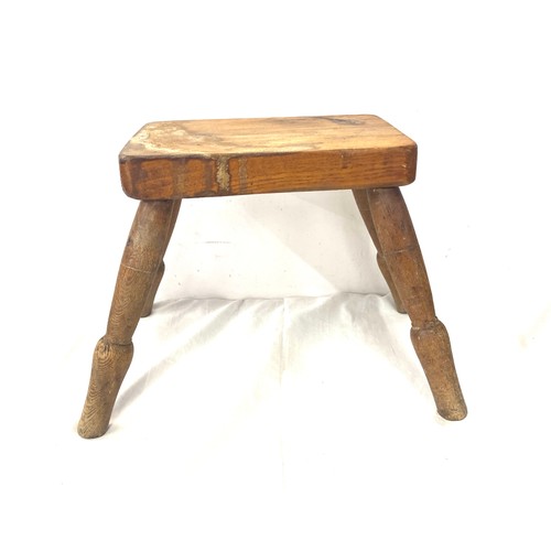 193 - Vintage elm stool 10 inches tall 10 inches long 7.5 inches wide