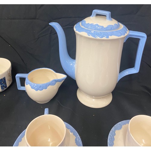 331 - 2 Tea services includes Vintage Beswick Apollo coffee set, Antique Johnson brothers Old oak coffee s... 