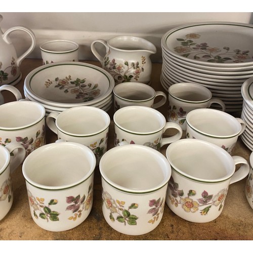 409 - Autumn leaves made in England part dinner/ tea service includes tea pot, plates, cups etc