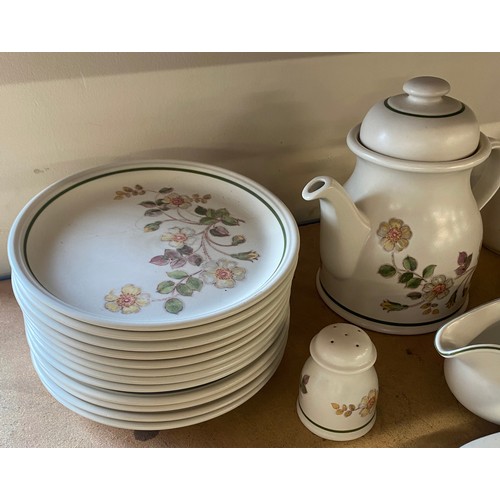 409 - Autumn leaves made in England part dinner/ tea service includes tea pot, plates, cups etc