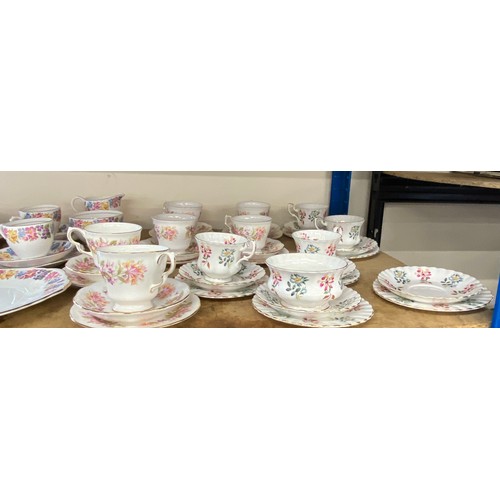 408 - Selection of part tea services includes Royal Albert, Shelley, Meadow Sweet etc