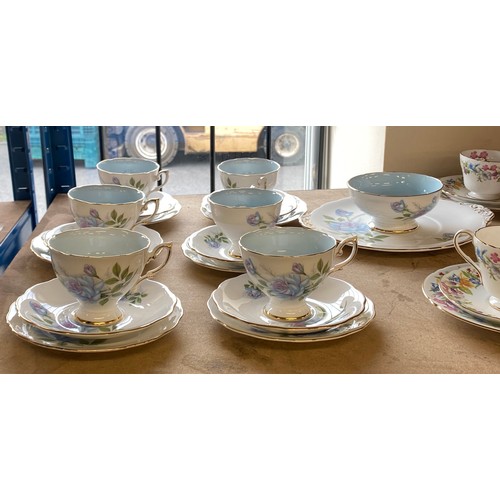 408 - Selection of part tea services includes Royal Albert, Shelley, Meadow Sweet etc