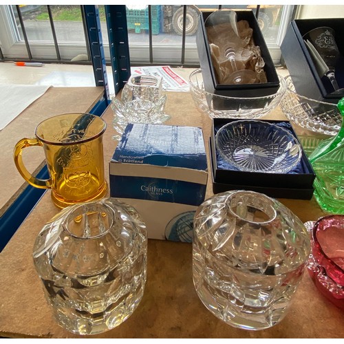 410 - Large selection of assorted glassware includes coloured glass, stuart crystal, white fries etc