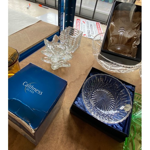 410 - Large selection of assorted glassware includes coloured glass, stuart crystal, white fries etc