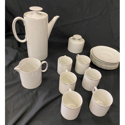 345 - 15 Piece Thomas Platinum thin line coffee set includes 1 coffe pot, sugar bowl, cream jug, coffee cu... 