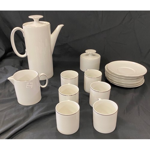 345 - 15 Piece Thomas Platinum thin line coffee set includes 1 coffe pot, sugar bowl, cream jug, coffee cu... 