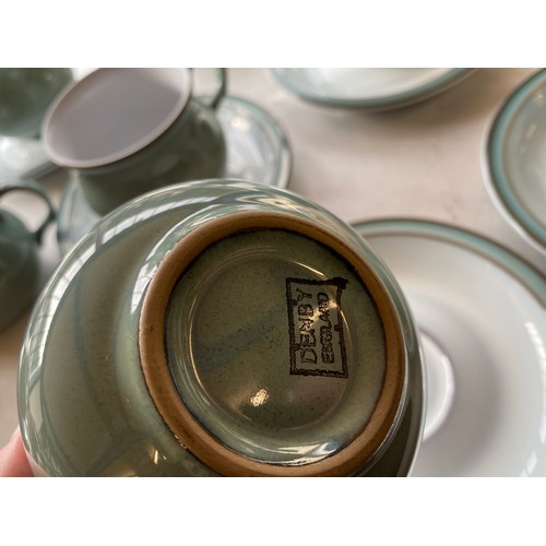 418 - 13 pieces of Denby Regency green and 41 pieces of Denby Viceroy includes Cups, saucers, dinner plate... 