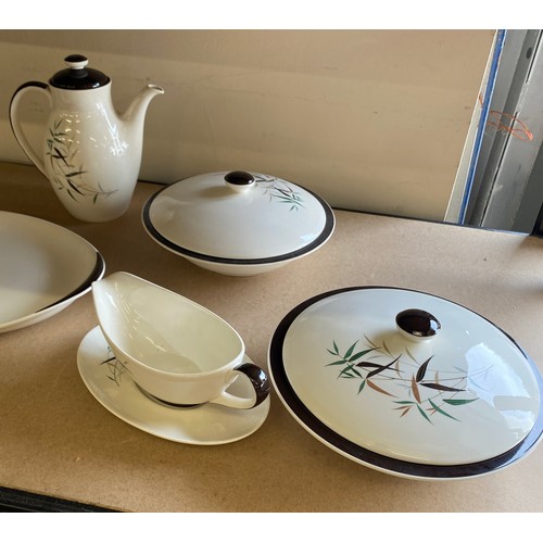 406 - 8 Pieces of Royal Doulton bone china Bamboo includes Coffee pot with lid, Oval platter, 1 sauce boat... 