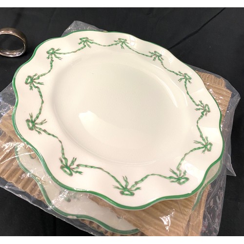 293 - 3 Tier Coalport fine bone china cake stand, cream with fine green garland decoration