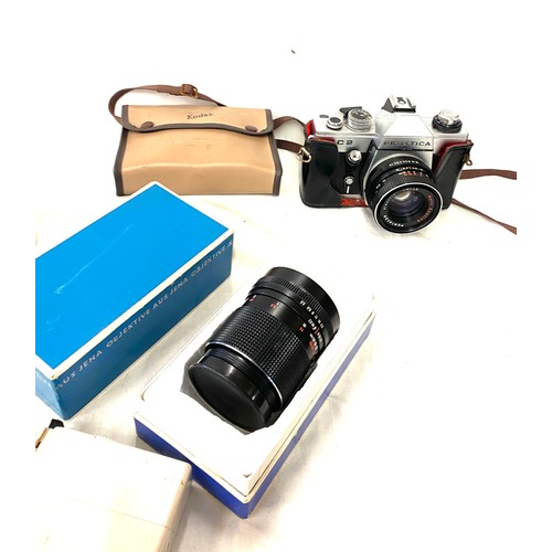 240 - praktica camera and a Zenith ft camera with carl zeiss jena ddr, pentacon electric lense