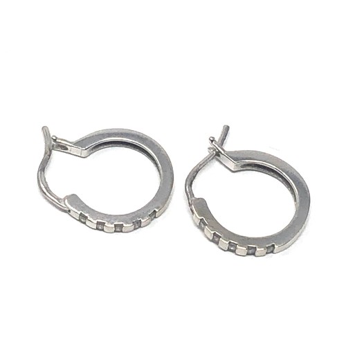 228 - 9ct white gold diamond hoop earrings (2.1g)