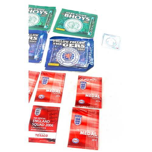 354 - Brand new in packs Football medals and stickers, Panini fifa world cup 2010 Africa stickers, Rangers... 